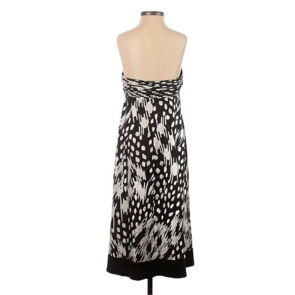 Ted Baker London SILK Geometric Print Black White Strapless Cocktail Dress 2 - Picture 2 of 2